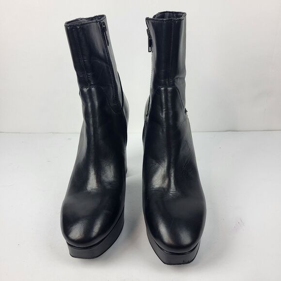 Ash Ankle Boots Block Heel Leather Black Size Size 40 EU. Size 10 US. - Picture 12 of 16